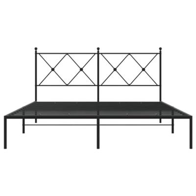 Bedframe met hoofdbord metaal zwart 160x200 cm