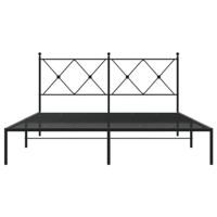 Bedframe met hoofdbord metaal zwart 160x200 cm - thumbnail