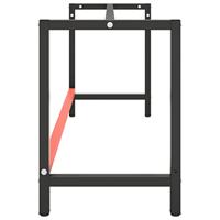 Werkbankframe 180x57x79 cm metaal matzwart en matrood - thumbnail