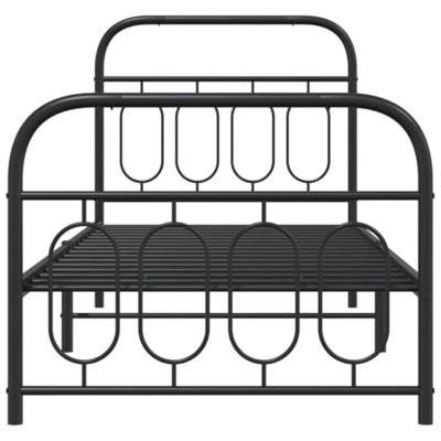 Bedframe met hoofd- en voeteneinde metaal zwart 90x200 cm Bedframe met hoofd- en voeteneinde metaal zwart 90x200 cm