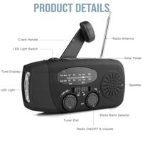 Technaxx TX-238 Noodradio AM, FM Noodradio Handslinger, Zonnepaneel, Zaklamp, Oplaadbaar Zwart - thumbnail