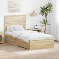 Bedframe Sonoma Eiken en Zilver 75 x 190 cm Bewerkt hout - thumbnail