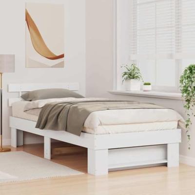 Bedframe met hoofdeinde Wit 90 x 190 cm Massief grenenhout