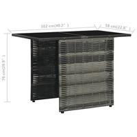 3-delige Bistroset met kussens poly rattan grijs - thumbnail