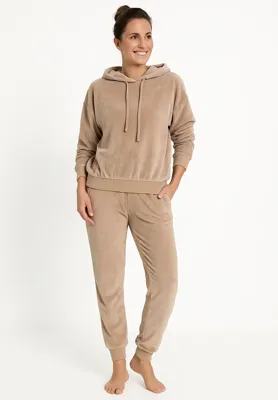 Dames huispak Fleece - Lounge set dames - Vrouwen warm pyjama pak - loungewear dames - L - Beige - L - L - L - L - L - L - L - L - L - L