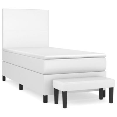Boxspring met matras kunstleer wit 80x200 cm - thumbnail