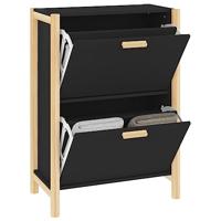 Schoenenkast 57,5x33x80 cm bewerkt hout zwart - thumbnail