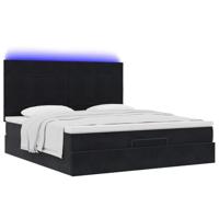Ottoman bed met matrassen en LED's 180x200cm fluweel zwart - thumbnail