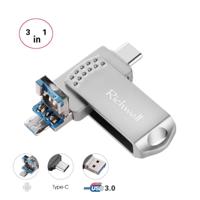 Richwell 3 in 1 32G type-C + Micro USB + USB 3 0 Metal Flash Disk met OTG functie (zilver) - thumbnail