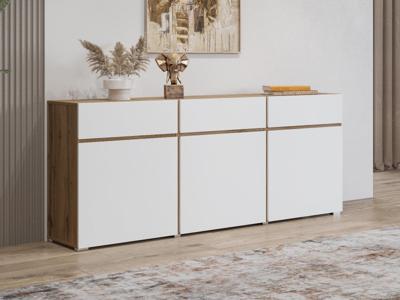 Dressoir CROSSAIR 3 deuren 3 lades wit/wotan eik Dressoir CROSSAIR 3 deuren 3 lades wit/wotan eik