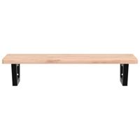 Badkamer wandschap staal en massief beukenhout - thumbnail