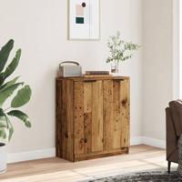 Dressoir 60x30x70 cm bewerkt hout oud houtkleurig - thumbnail
