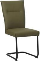 Olijfgroene leren industriële eetkamerstoel Retro - poot rond zwart - Toledo Leer Olive (olijfgroen leer) - thumbnail