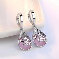 925 Sterling Zilver Moonlight Opal tranen Totem Drop Earrings(pink) - thumbnail