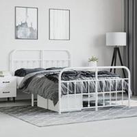 Bedframe met hoofd- en voeteneinde metaal wit 140x200 cm - thumbnail