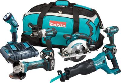 Makita DLX6072PT LXT 6-delige Comboset 18v Li-ion 3x 5.0Ah accu's met Duolader Makita DLX6072PT LXT 6-delige Comboset 18v Li-ion 3x 5.0Ah accu's met Duolader