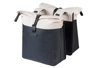 Dubbele fietstas Basil Vive 28-35L 14 x 30 x 38 cm - wit/zwart