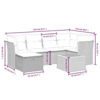 7-delige Loungeset met kussens poly rattan gemengd beige - thumbnail