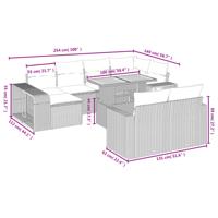 11-delige Loungeset met kussens poly rattan zwart - thumbnail