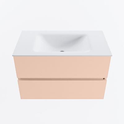 MONDIAZ VICA 80cm badmeubel onderkast Rosee 2 lades. Wastafel CLOUD midden zonder kraangat, kleur Talc.