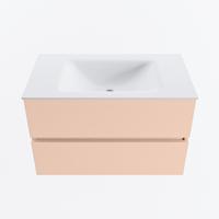 MONDIAZ VICA 80cm badmeubel onderkast Rosee 2 lades. Wastafel CLOUD midden zonder kraangat, kleur Talc. - thumbnail