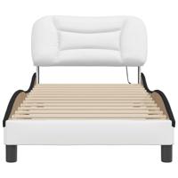 Bedframe met LED zonder matras "Hvar" kunstleer wit en zwart 80x200 cm - thumbnail