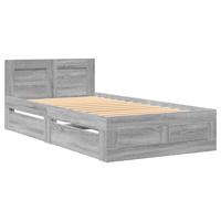 Bedframe met hoofdbord bewerkt hout grijs sonoma 75x190 cm - thumbnail