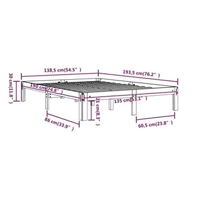 Bedframe massief hout wit 135x190 cm 4FT6 double - thumbnail