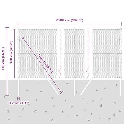 VidaXL Afrasteringspaal zilver 25 x 1,2 m (25 mm gaas) staal
