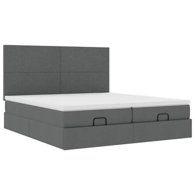 Ottoman bed met matrassen en LED's 160x200cm stof donkergrijs