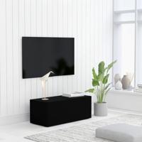 Tv-meubel 80x34x30 cm bewerkt hout zwart - thumbnail