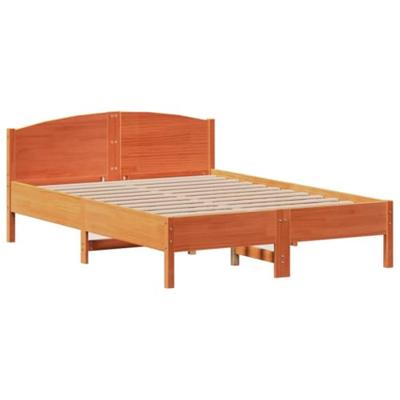 Bed met boekenkast zonder matras grenenhout wasbruin 120x190 cm