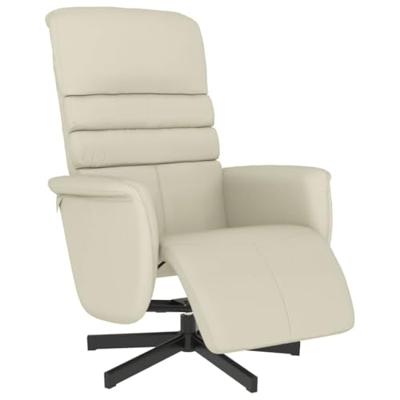 Fauteuil verstelbaar met voetensteun kunstleer crmekleurig - thumbnail