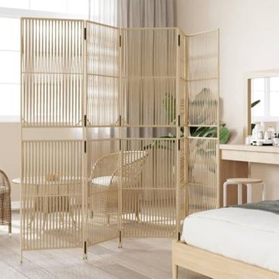 Kamerscherm 5 panelen poly rattan beige