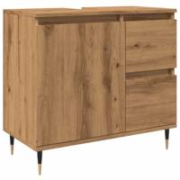 Badkamerkast 65x33x60 cm bewerkt hout artisanaal eikenkleurig - thumbnail