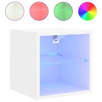 Tv-wandmeubels met LED-verlichting 2 st 30x28,5x30 cm wit - thumbnail