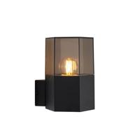 QAZQA Buiten wandlamp zwart met smoke glas zeshoek IP44 - Denmark - thumbnail
