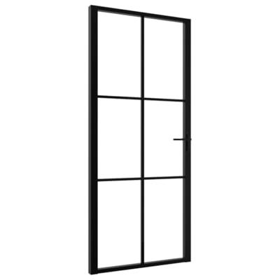 VidaXL Binnendeur 93x201,5 cm esg-glas en aluminium zwart VidaXL Binnendeur 93x201,5 cm esg-glas en aluminium zwart
