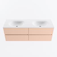 MONDIAZ VICA 140cm badmeubel onderkast Rosee 4 lades. Wastafel MOON dubbel 2 kraangaten, kleur Talc. - thumbnail