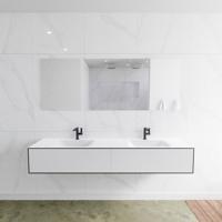 Zaro Lagom volledig naadloos solid surface onderkast 190cm mat zwart met 2 lades Push tot open. Compleet met solid surface wastafel met 2 kraangat(en) - thumbnail