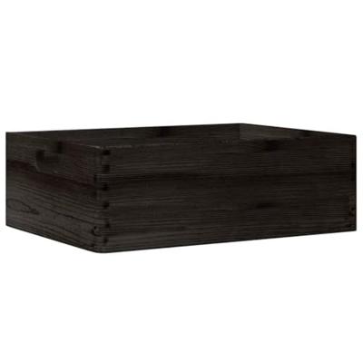 Houten kist met handvatten 40x30x13 cm massief grenenhout zwart - thumbnail