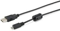 Equip 128596 - USB-kabel (1 m, USB A, Micro-USB B, 2.0, stekker/stekker, zwart) - thumbnail