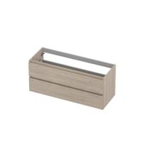 INK - Onderkast 2 Laden Greeploos met Houten Keerlijst - 1200x450x520 Mm - Ivoor Eiken - thumbnail