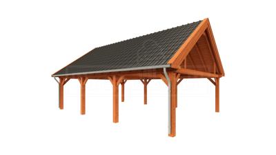 Overkapping Zadeldak XXL 950x700 cm- Zadeldak- Onbehandeld lariks Douglas hout- Trendhout