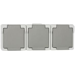 Presto Vedder waterdicht stopcontact 3 voudig grijs 106580