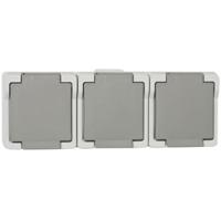 Presto Vedder waterdicht stopcontact 3 voudig grijs 106580 - thumbnail