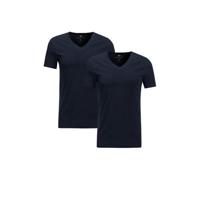 WE Fashion slim fit T-shirt (set van 2) donkerblauw - thumbnail