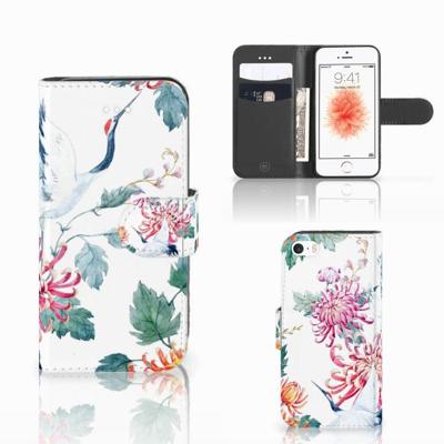 Apple iPhone 5 | 5s | SE | Telefoonhoesje | Met pasjeshouder | Bird Flowers