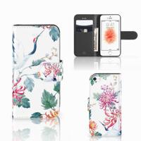 Apple iPhone 5 | 5s | SE | Telefoonhoesje | Met pasjeshouder | Bird Flowers - thumbnail
