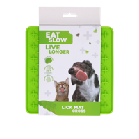 Eat Slow Live Longer Lickmat Crosses - 19 x 19 cm - vierkant - snuffelmat - anti-kras mat - slowfeeder - afleiding - honden en katten - 100% siliconen - vaatwasmachinebestendig - groen - thumbnail